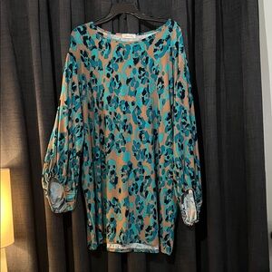 Stylish Blue Leopard Print Women's Dress